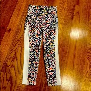 Athleta Womens Chaturanga Watercolor High Rise Capri Leggings Multicolor xxs